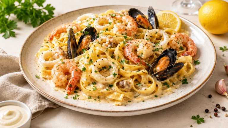 Tagliatelle ai Frutti di Mare Cremose: un Primo Piatto Elegante e Ricco di Gusto