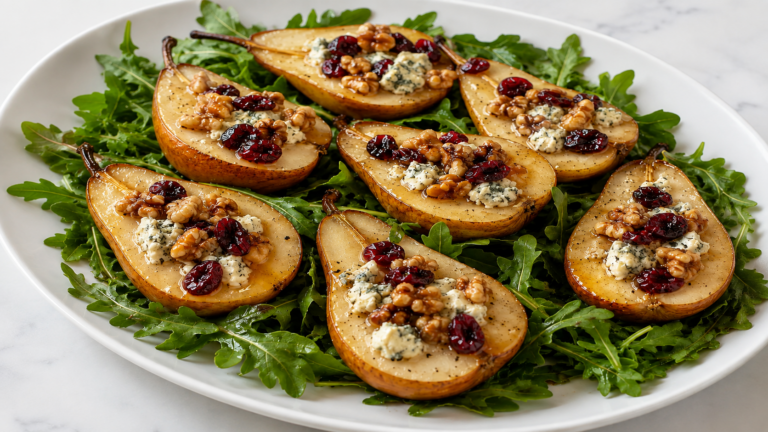 Pere Arrosto con Gorgonzola, Noci e Mirtilli Rossi