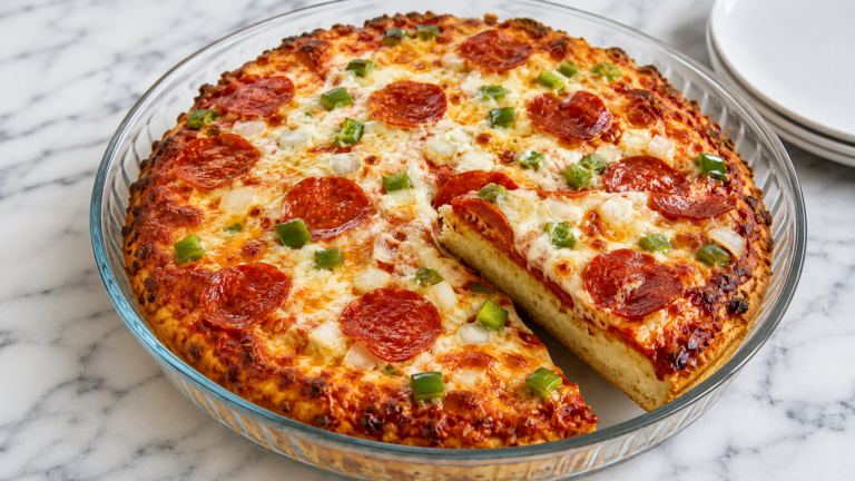 Pizza Alta con Pepperoni, Formaggio e Peperoni Verdi